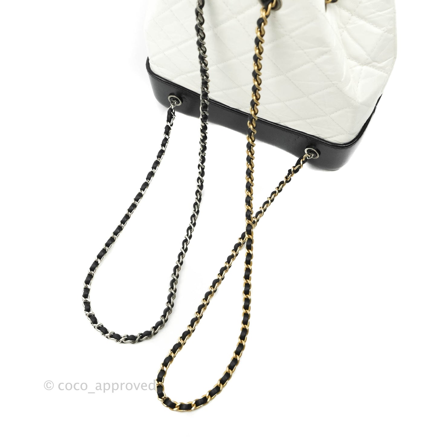 Chanel Small Gabrielle Backpack White Black Aged Calfskin