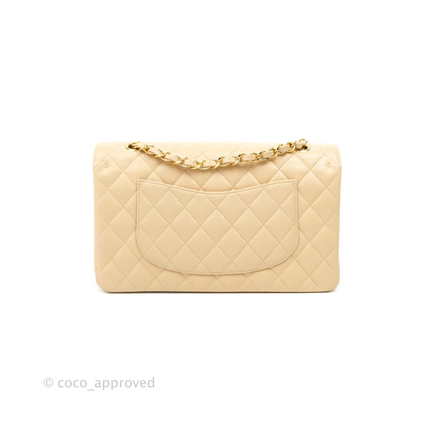 Chanel Classic M/L Medium Double Flap Beige Caviar Gold Hardware