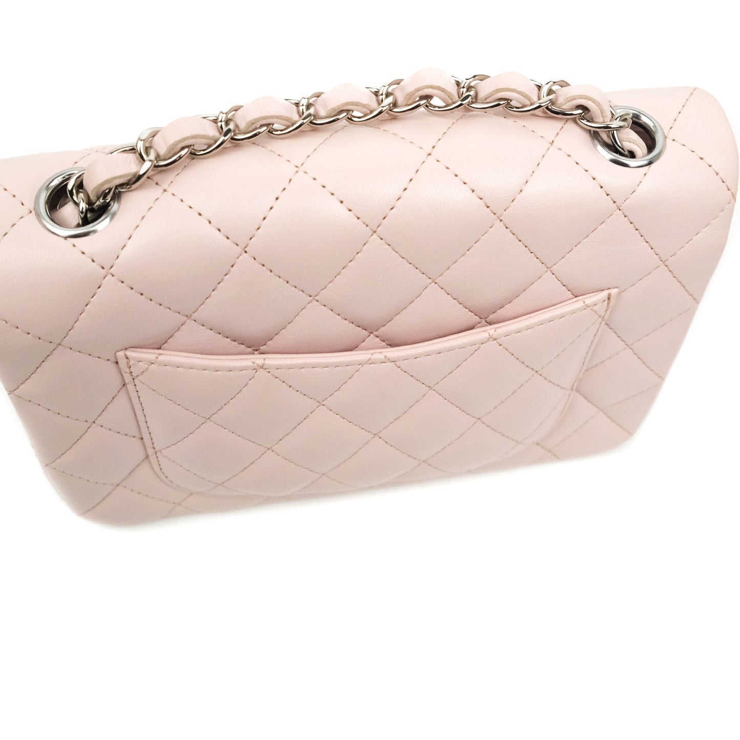 Chanel Quilted Mini Rectangular Flap Light Pink Lambskin Silver Hardware