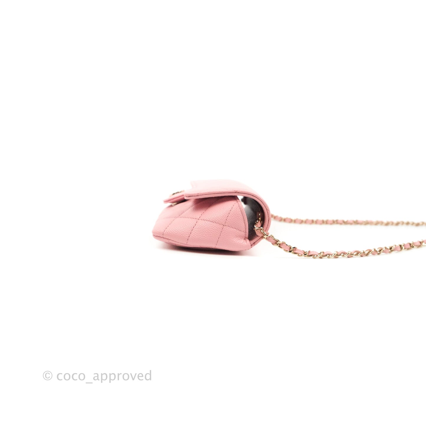 Chanel Quilted Glasses Case With Chain Pink Caviar Gold Hardware