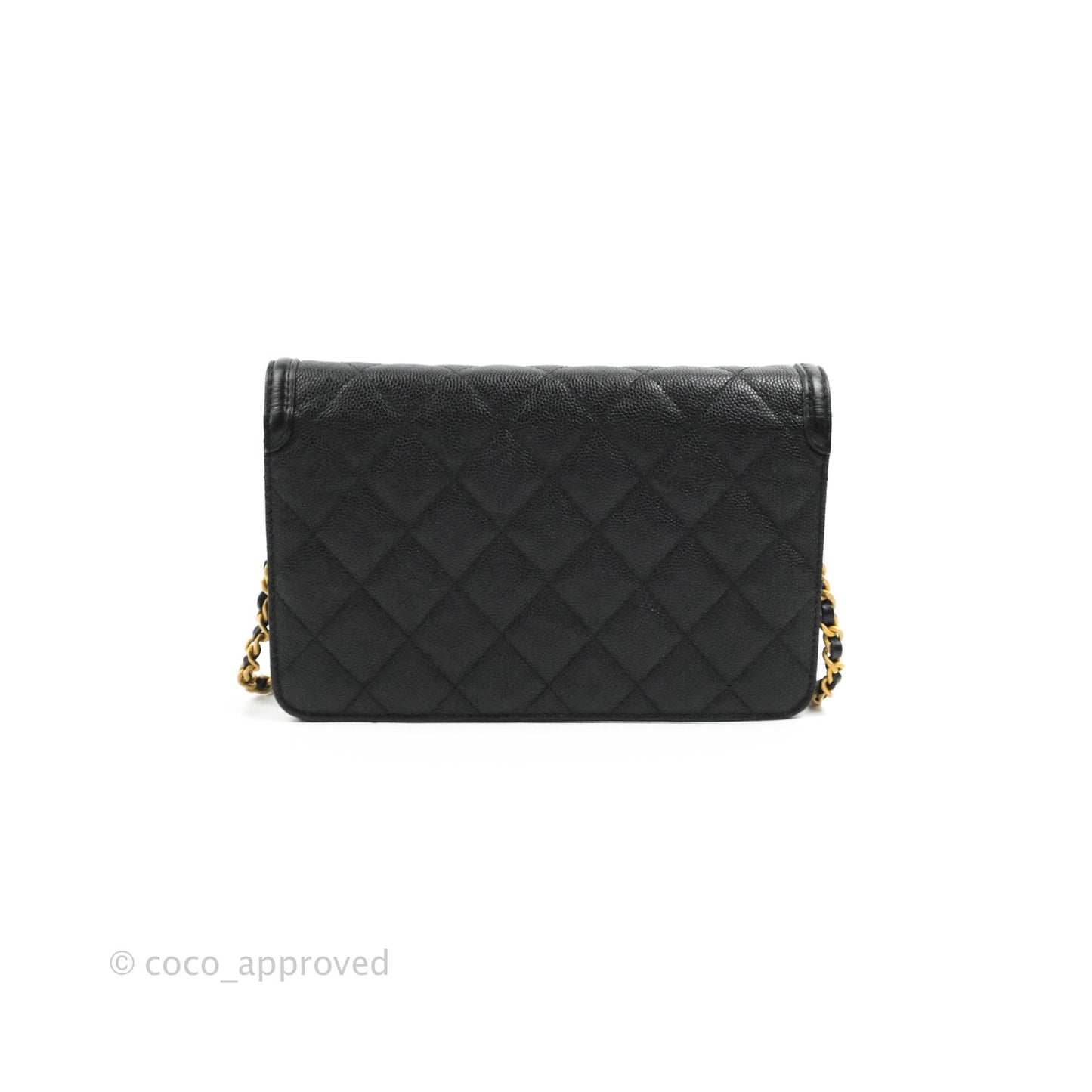 Chanel Filigree Wallet on Chain WOC Black Caviar Gold Hardware