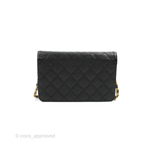 Chanel Filigree Wallet on Chain WOC Black Caviar Gold Hardware