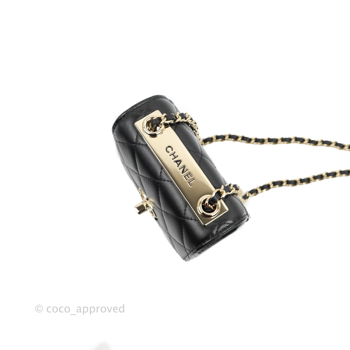 Chanel Mini Quilted Trendy CC Clutch With Chain Black Lambskin Gold Hardware