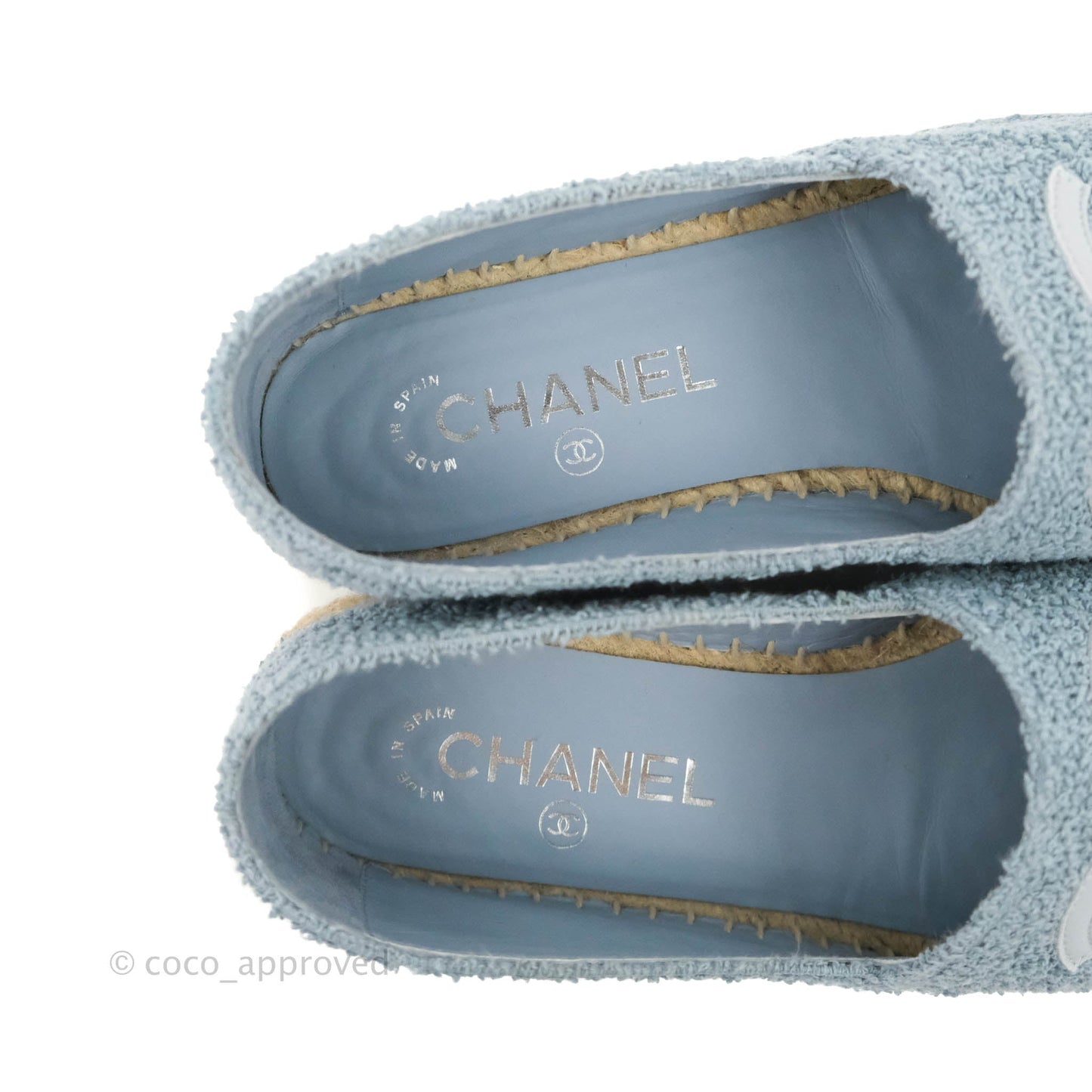 Chanel Espadrille Black Blue Tweed Size 37
