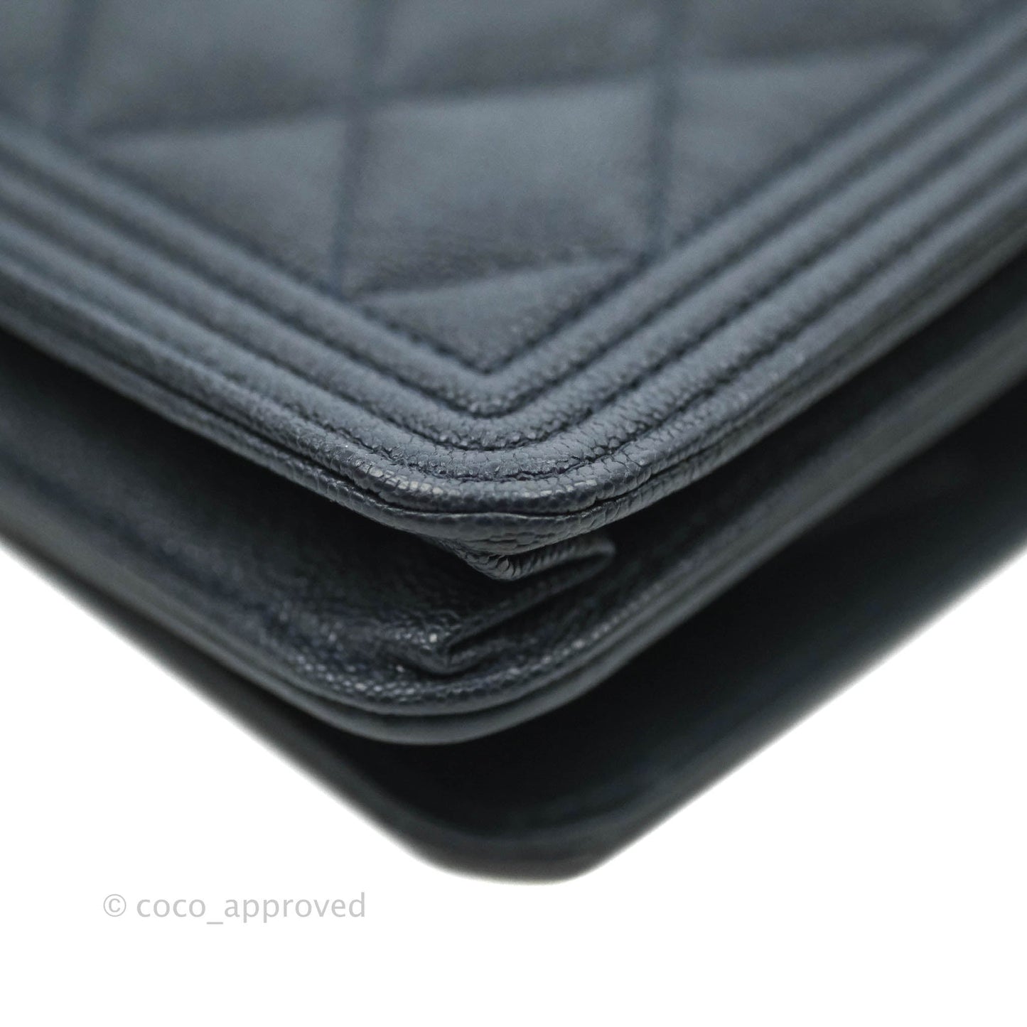 Chanel Quilted Boy Wallet on Chain WOC Navy Caviar Gold Hardware