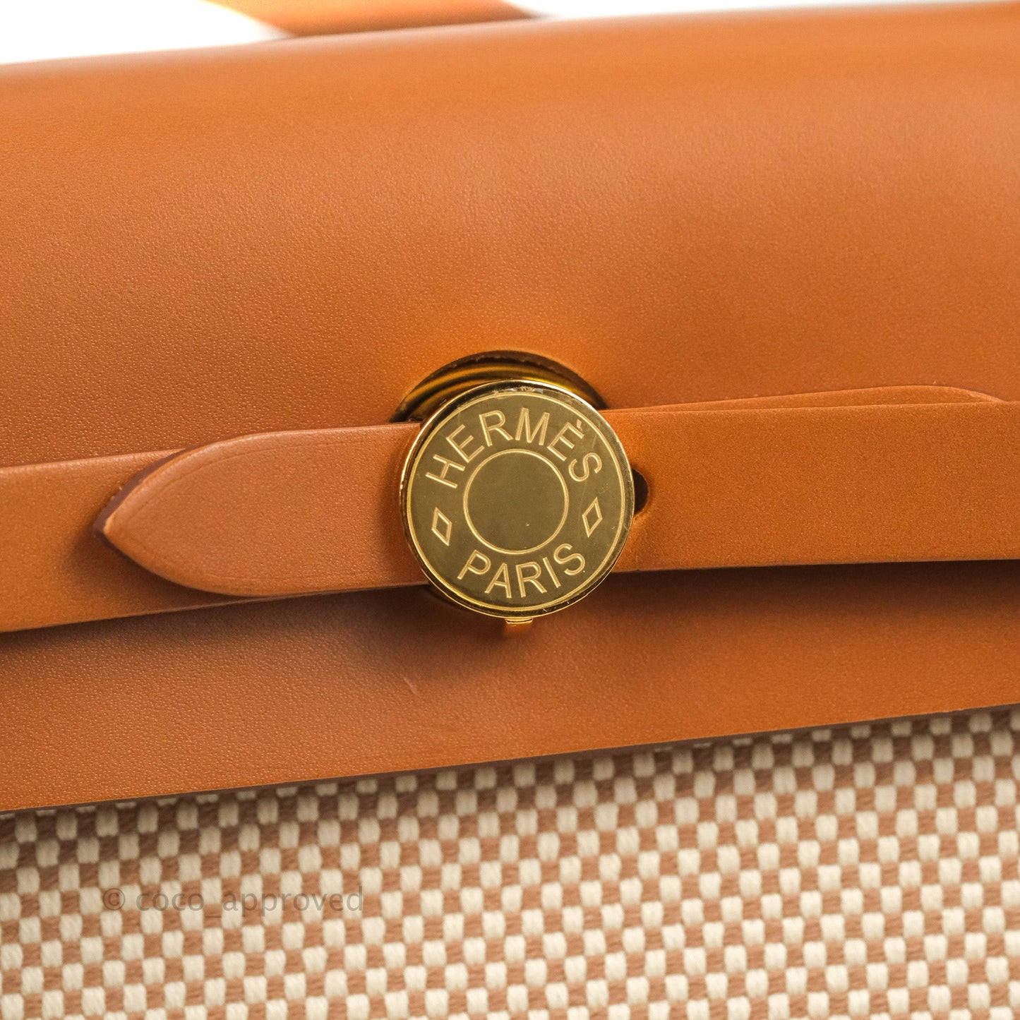 Hermès Herbag Zip 31 Retourne Criss Viking Ecru-Beige/Fauve Canvas Gold Hardware