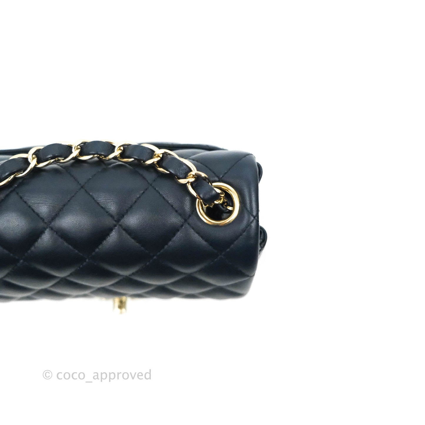 Chanel Quilted Mini Square Navy Lambskin Gold Hardware