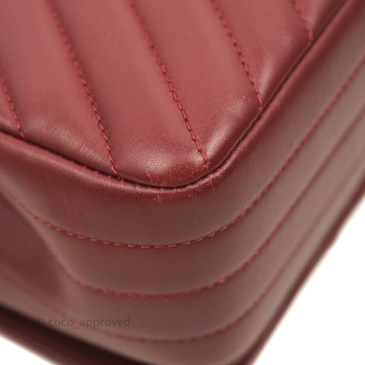 Chanel Small Statement Chevron Flap Bag Burgundy Lambskin Gold Hardware