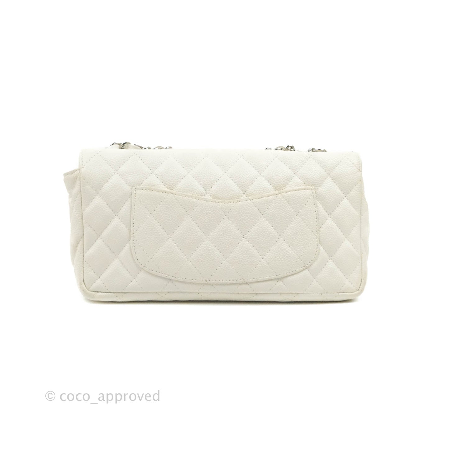 Chanel Quilted East West Flap White Soft Caviar Silver Hardware