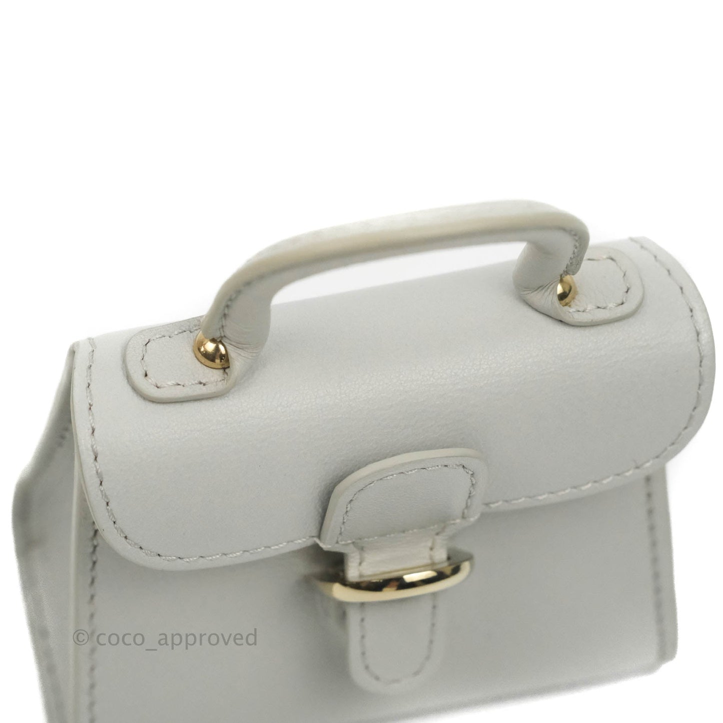 Delvaux Mini Brillant Bag Charm Light Grey Calfskin