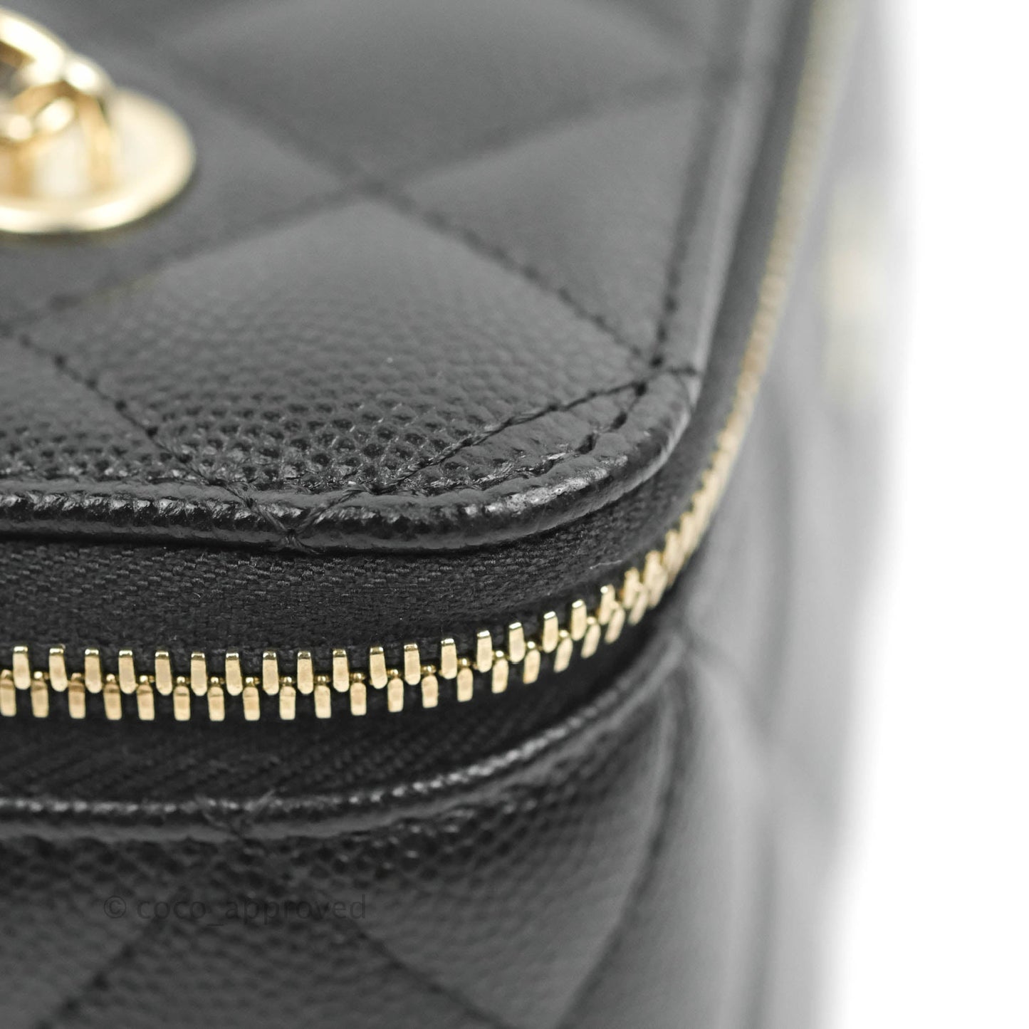 Chanel Vanity with Chain Black Caviar Gold Hardware 22S