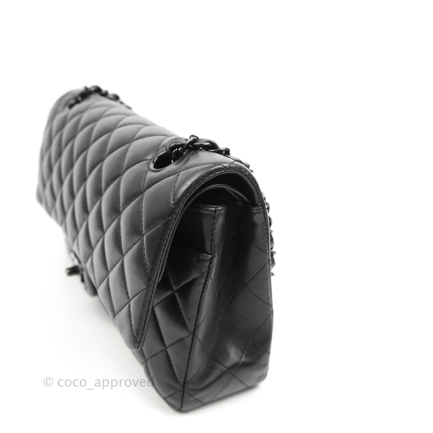 Chanel Classic Quilted M/L Medium Double Flap So Black Lambskin