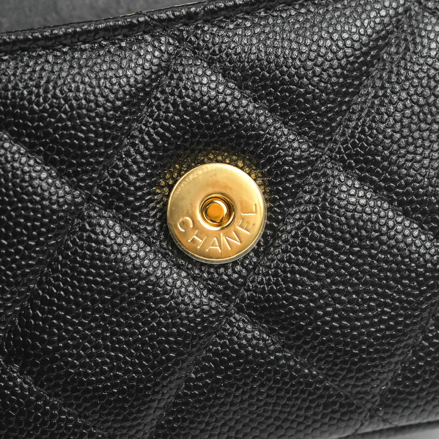 Chanel Quilted Clutch With Chain Black Caviar Gold Hardware