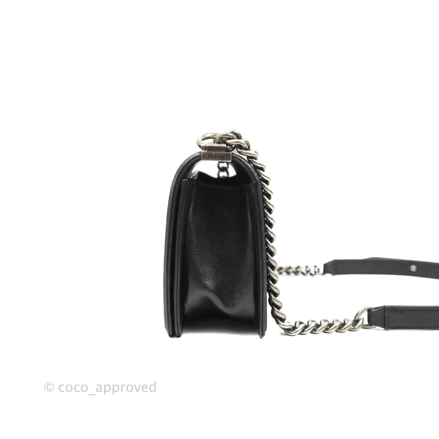 Chanel Quilted Medium Boy Black Caviar Ruthenium Hardware