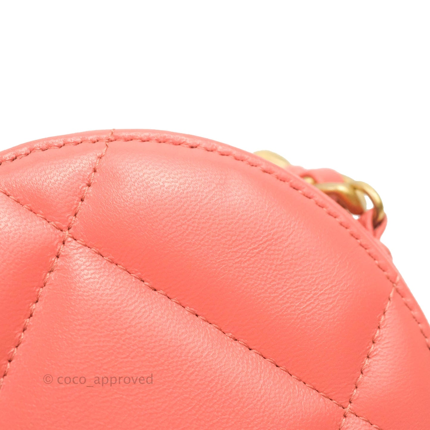 Chanel 19 Round Clutch With Chain Coral Pink Mixed Hardware