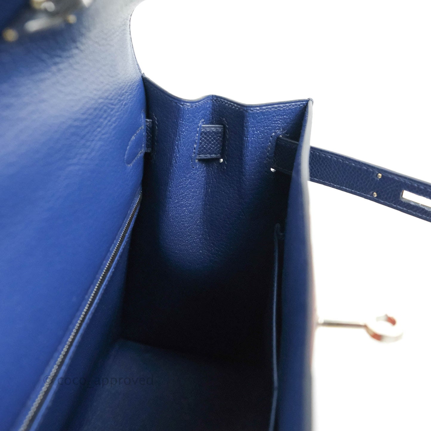 Hermès Kelly 28 Blue Epsom Palladium Hardware "Letter" Collection Limited Edition
