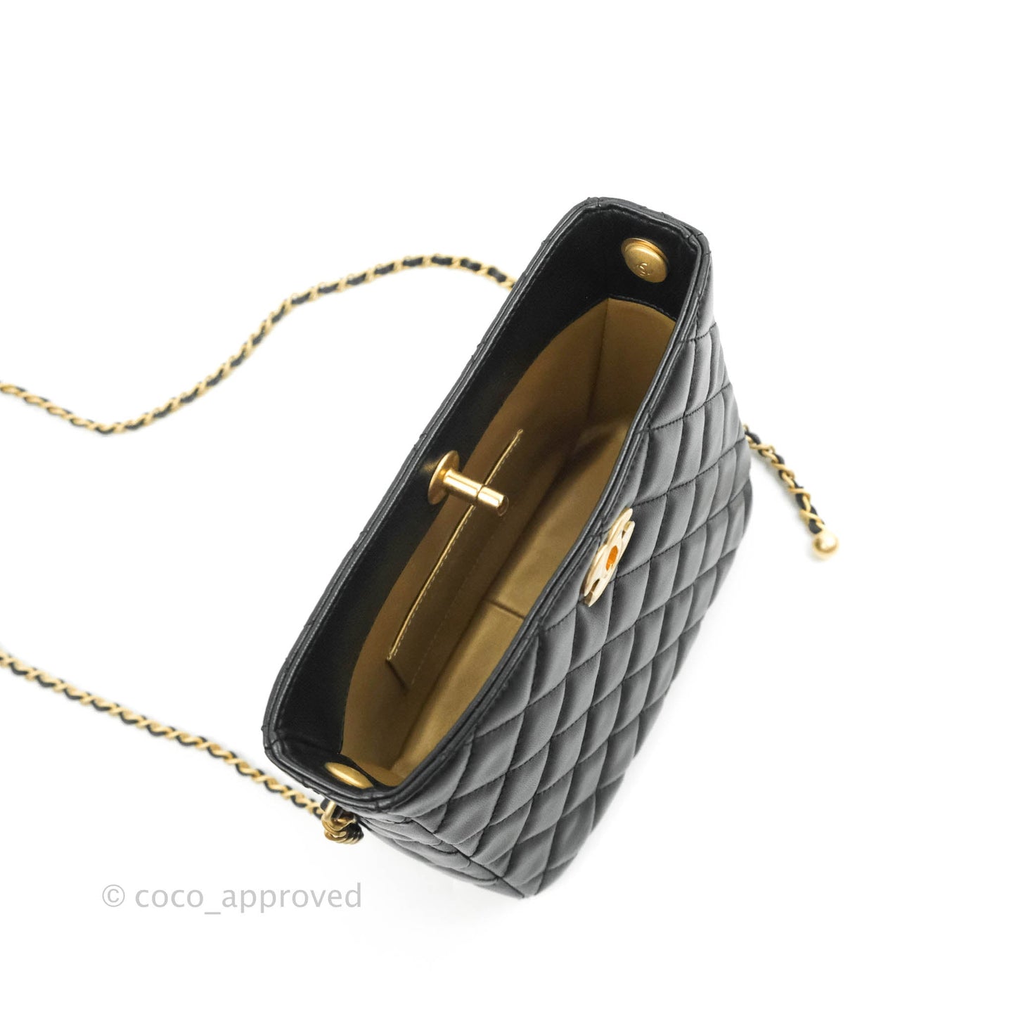 Chanel Black Pearl Crush Hobo Bag Lambskin Aged Gold Hardware