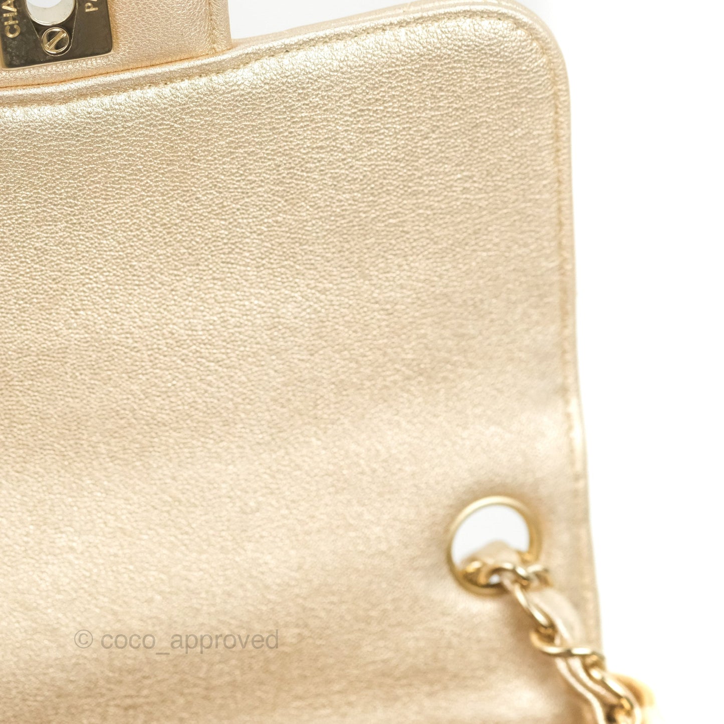 Chanel Quilted Mini Square Iridescent Gold Lambskin Gold Hardware 21P