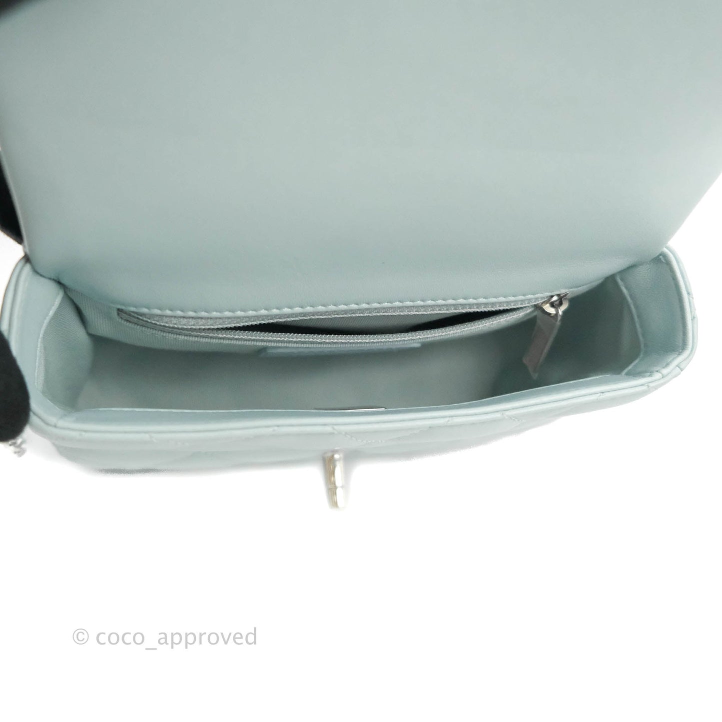 Chanel Quilted My Perfect Mini With Pearl Blue Lambskin Silver Hardware