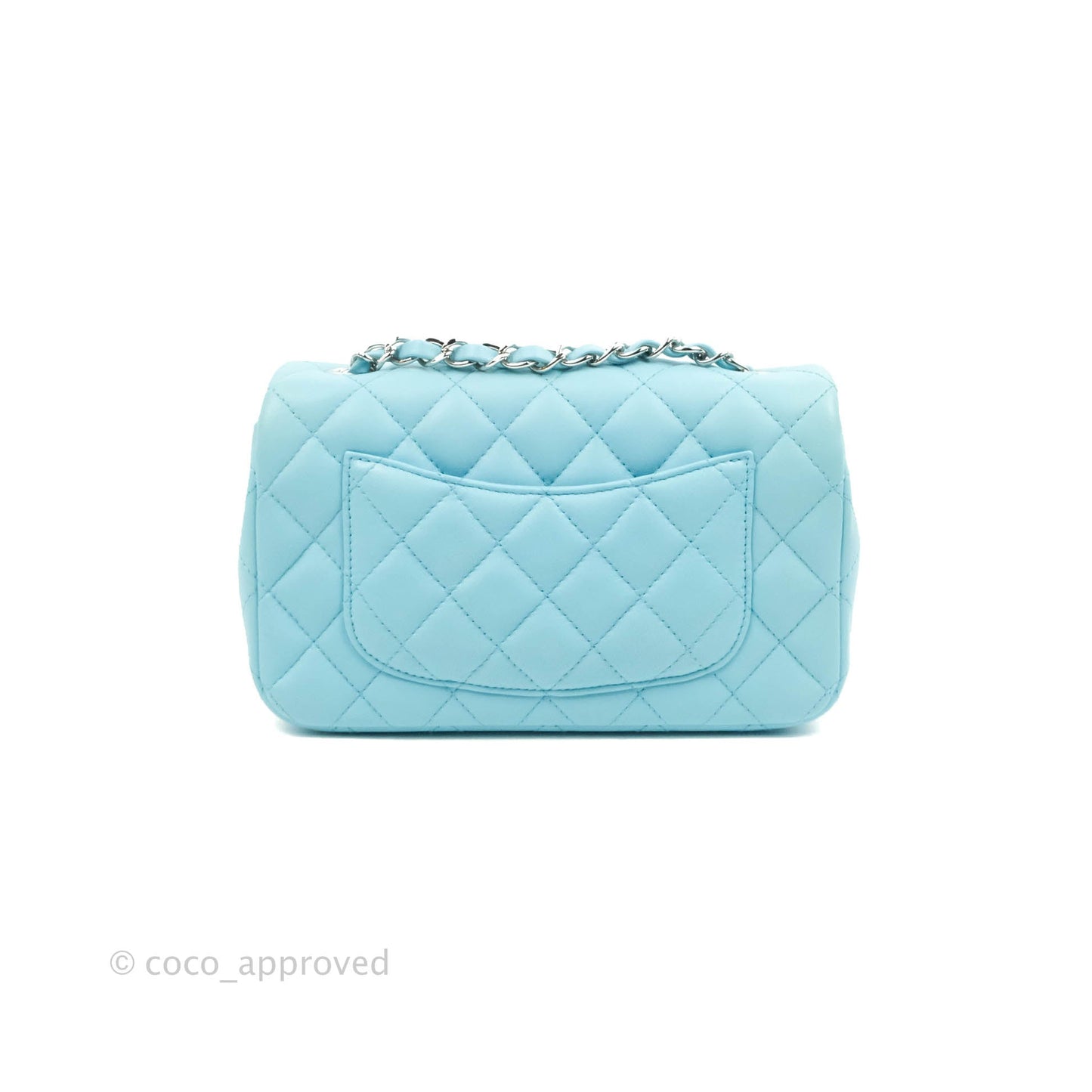 Chanel Quilted Mini Rectangular Flap Sky Neon Blue Silver Hardware 21S