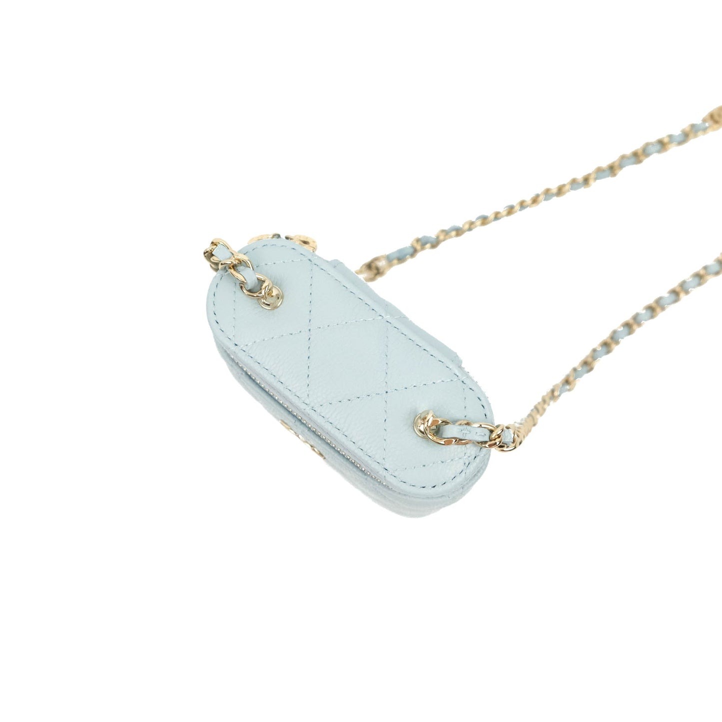 Chanel Classic Mini Vanity With Chain Light Blue Caviar Gold Hardware