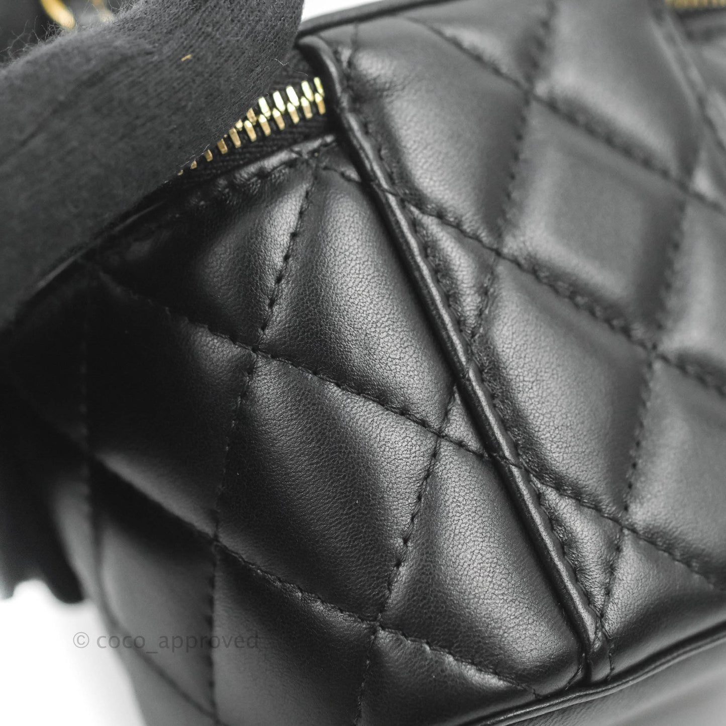Chanel Classic Mini Pearl Crush Vanity With Chain Black Lambskin Aged Gold Hardware