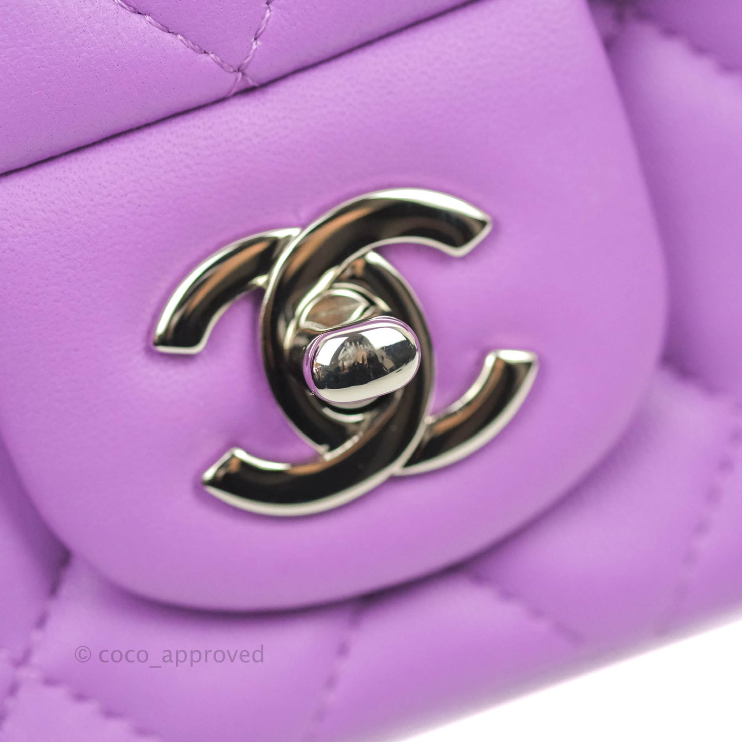 Chanel Quilted Mini Rectangular Flap Purple Lambskin Silver Hardware