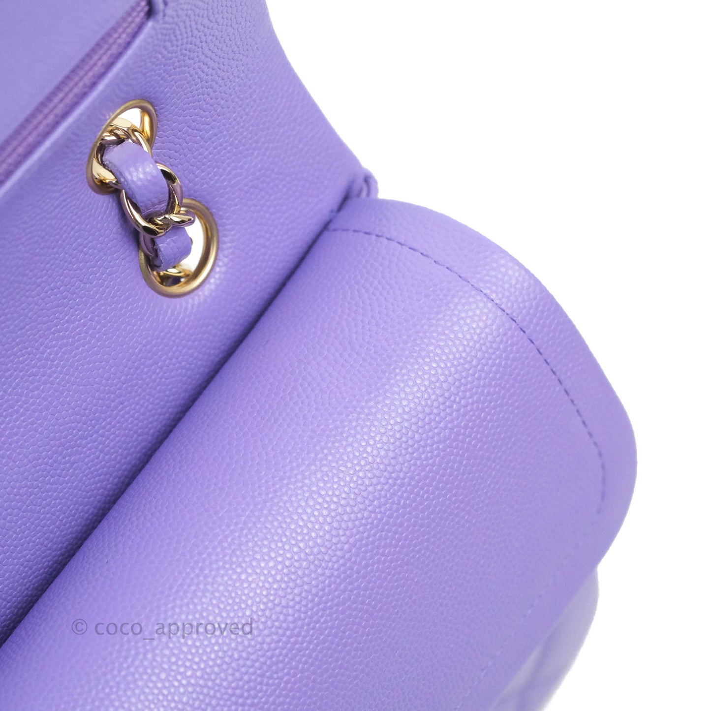 Chanel Classic M/L Medium Flap Quilted Purple Caviar Gold Hardware 20S
