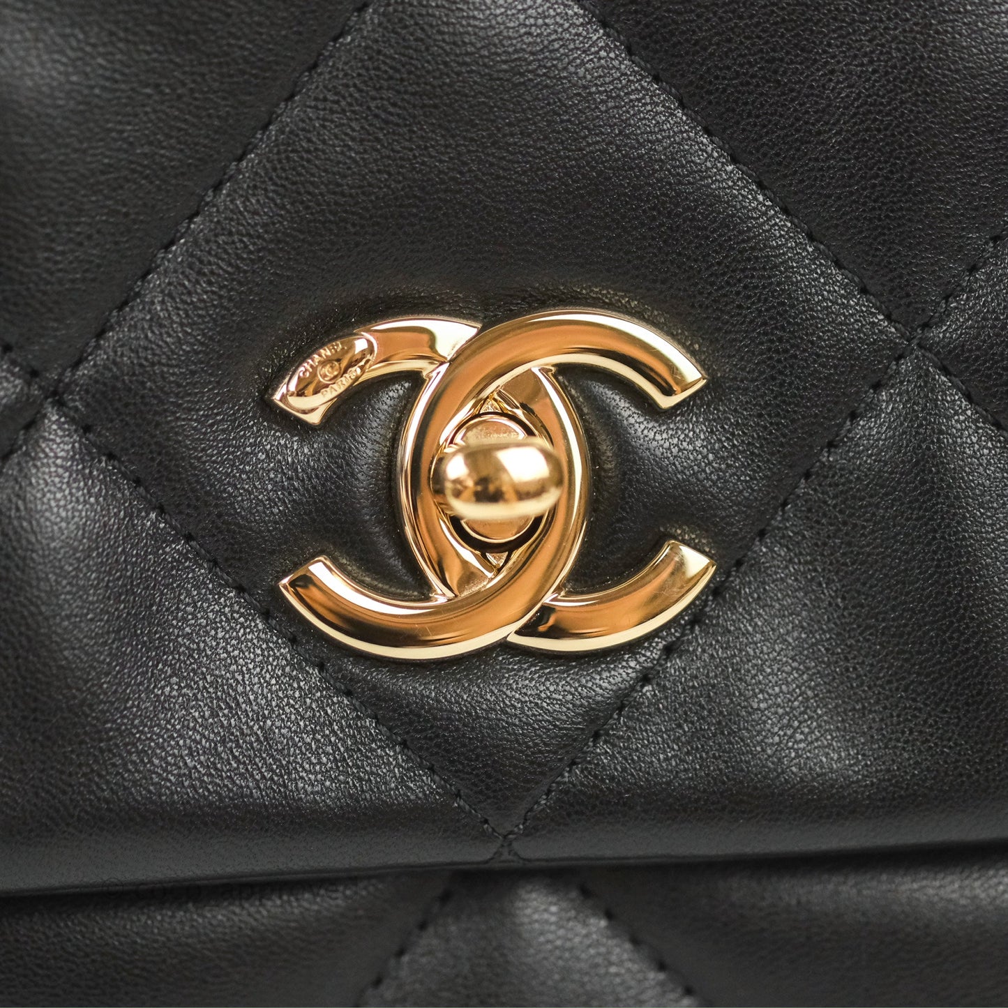 Chanel Small Logo Chain Flap Black Lambskin Gold Hardware