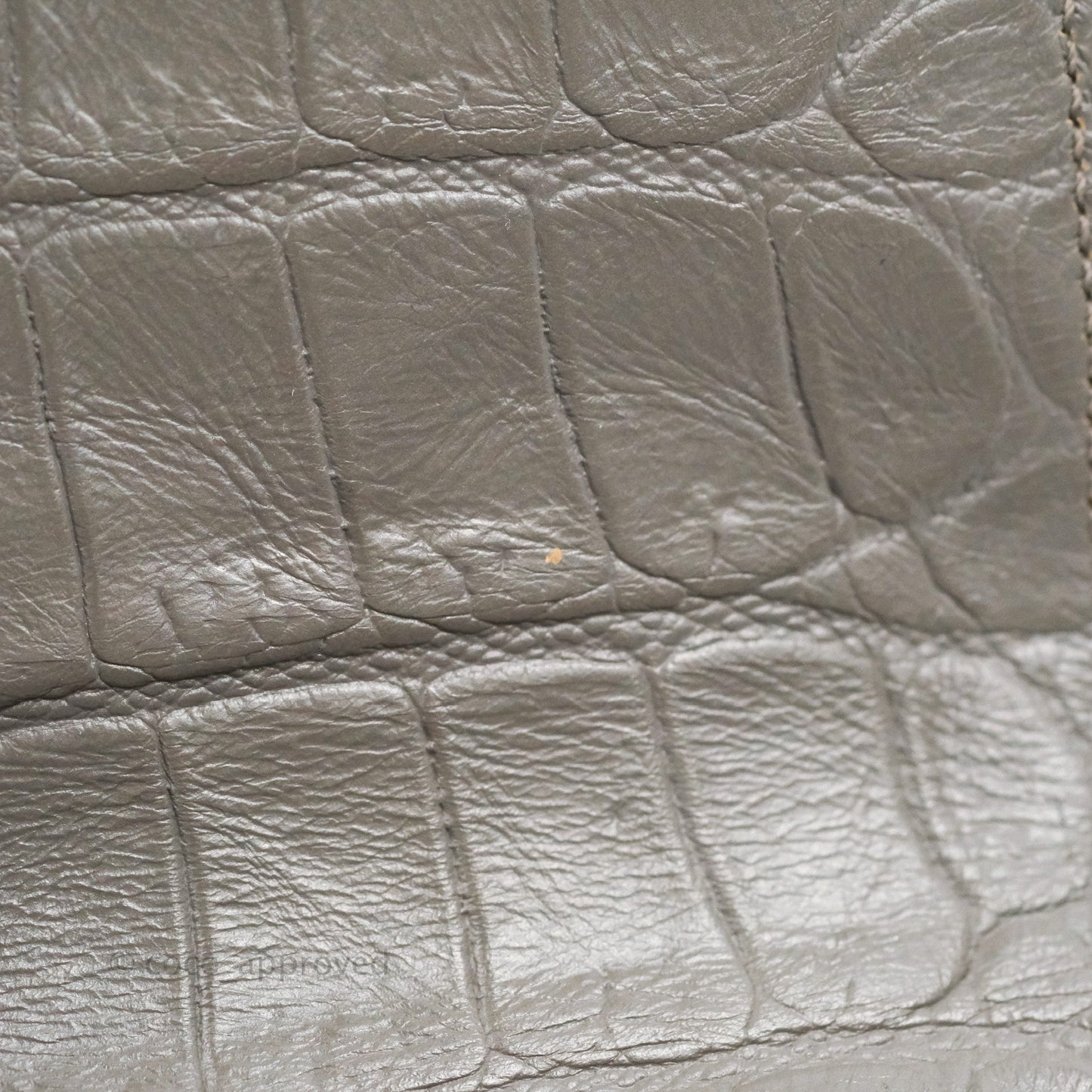 Saint Laurent Clutch Bag Grey Croc-Embossed Silver Hardware