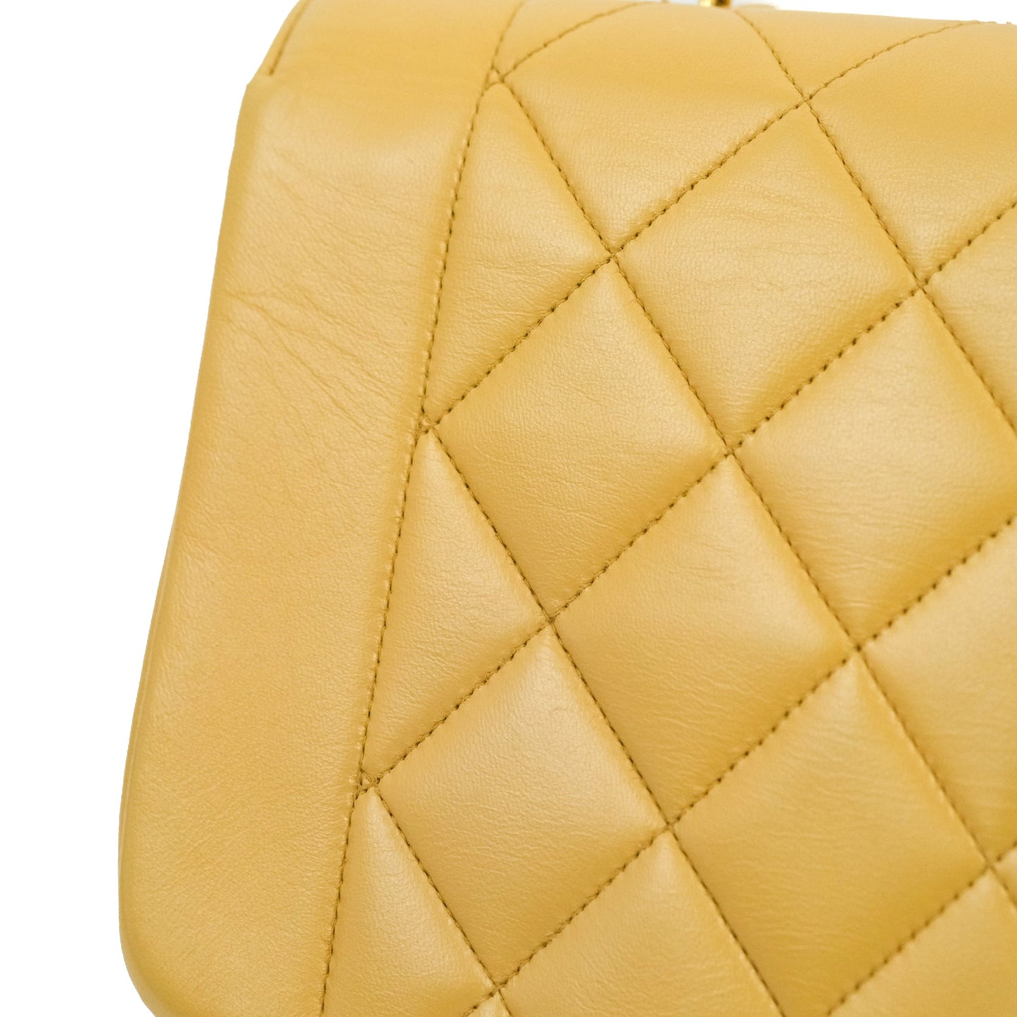 Chanel Vintage Small Quilted Classic Diana Flap Bag Beige Lambskin 24K Gold Hardware