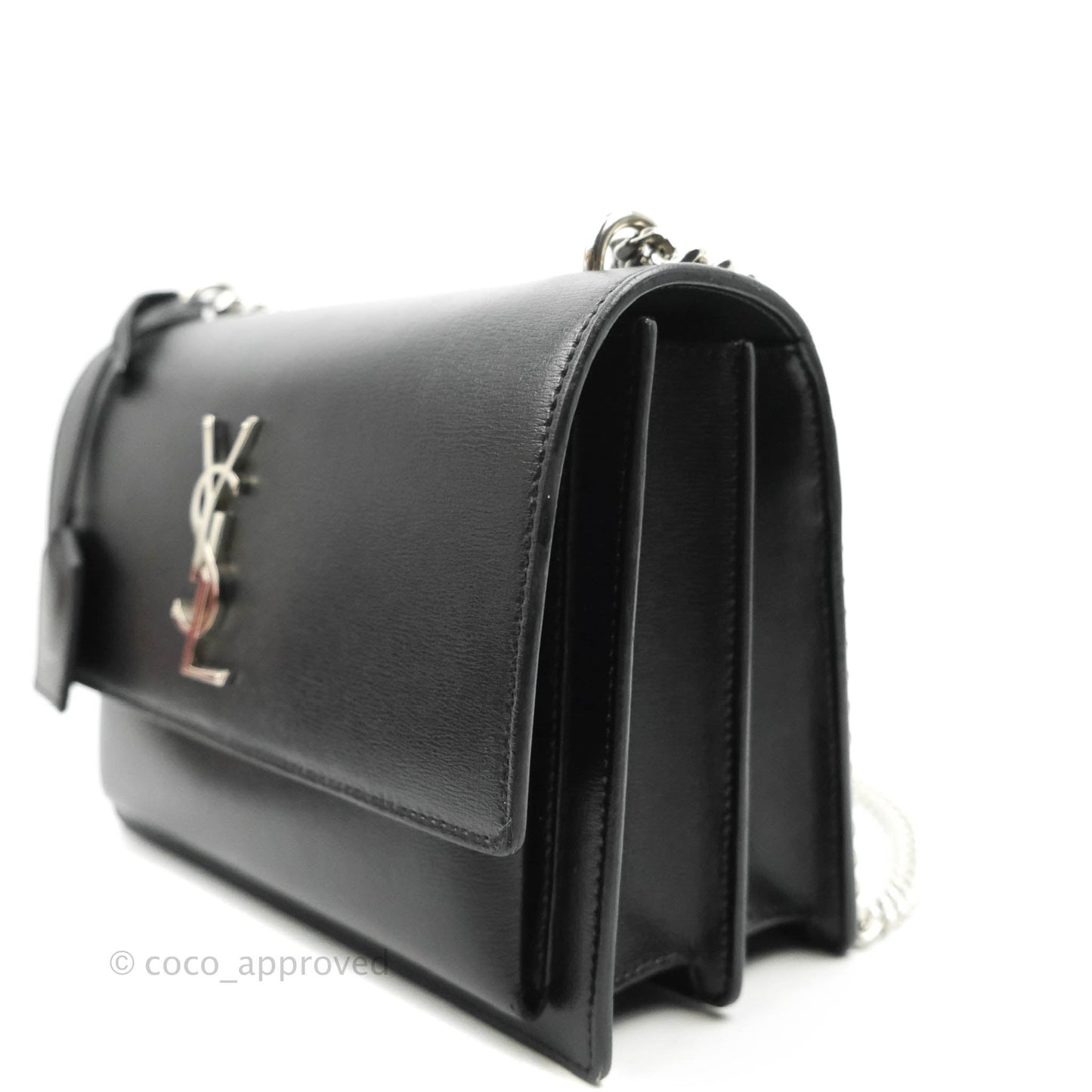 Saint Laurent Sunset Medium Black Calfskin Silver Hardware