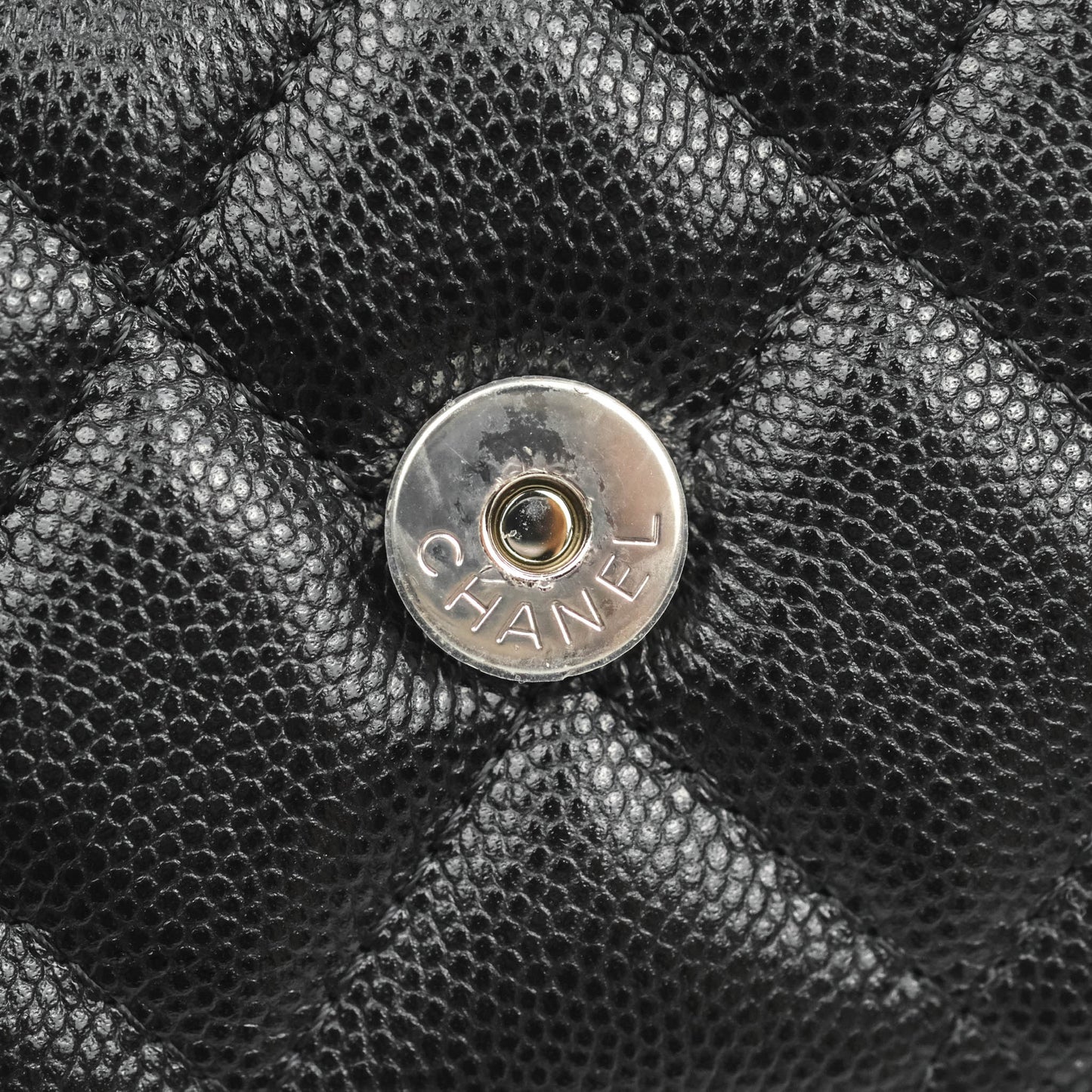 Chanel Mini Clutch With Chain Black Caviar Enamel Silver Hardware 22S