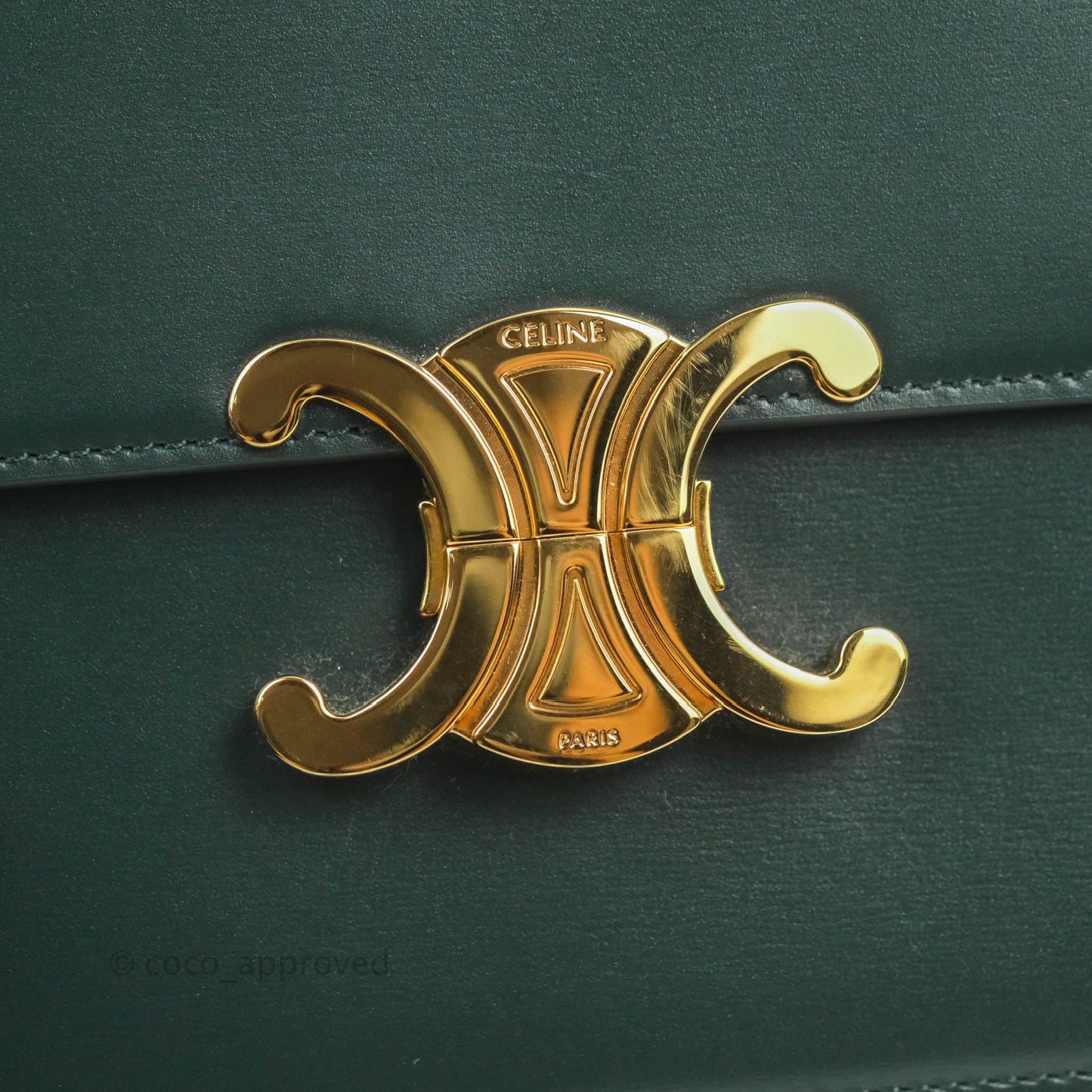 Celine Medium Triomphe Shiny Calfskin Amazone Green