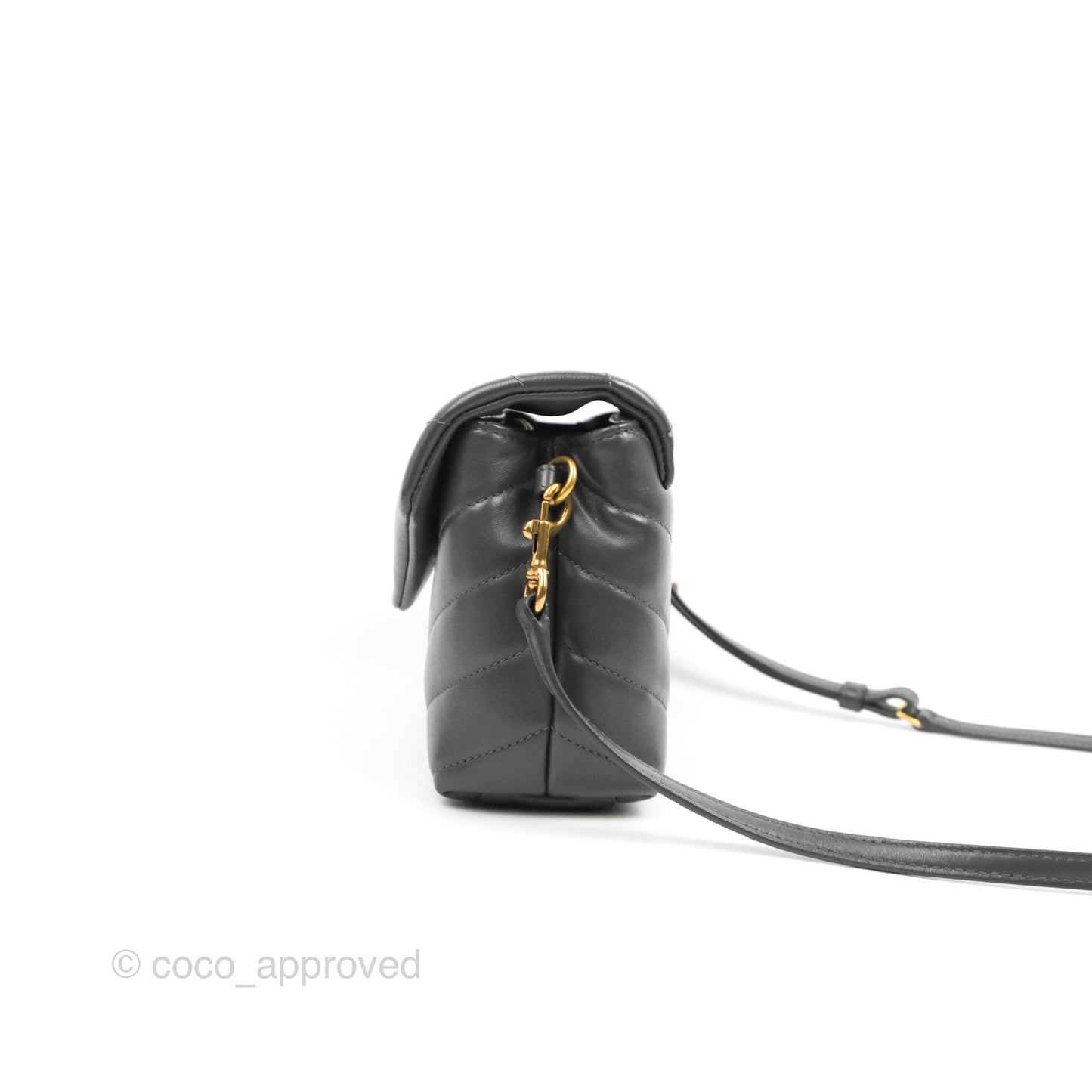 Saint Laurent Loulou Toy Quilted Leather Shoulder Bag Dark Grey
