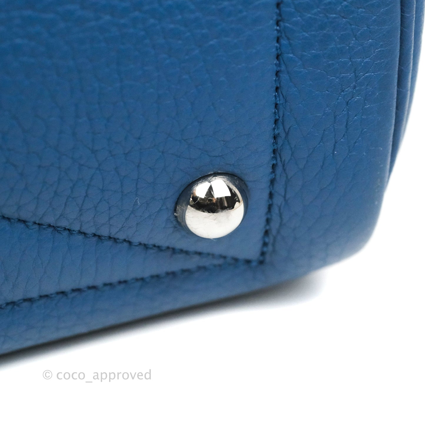 Hermes Victoria II 35 Bag Blue Paradis Clemence Palladium Hardware