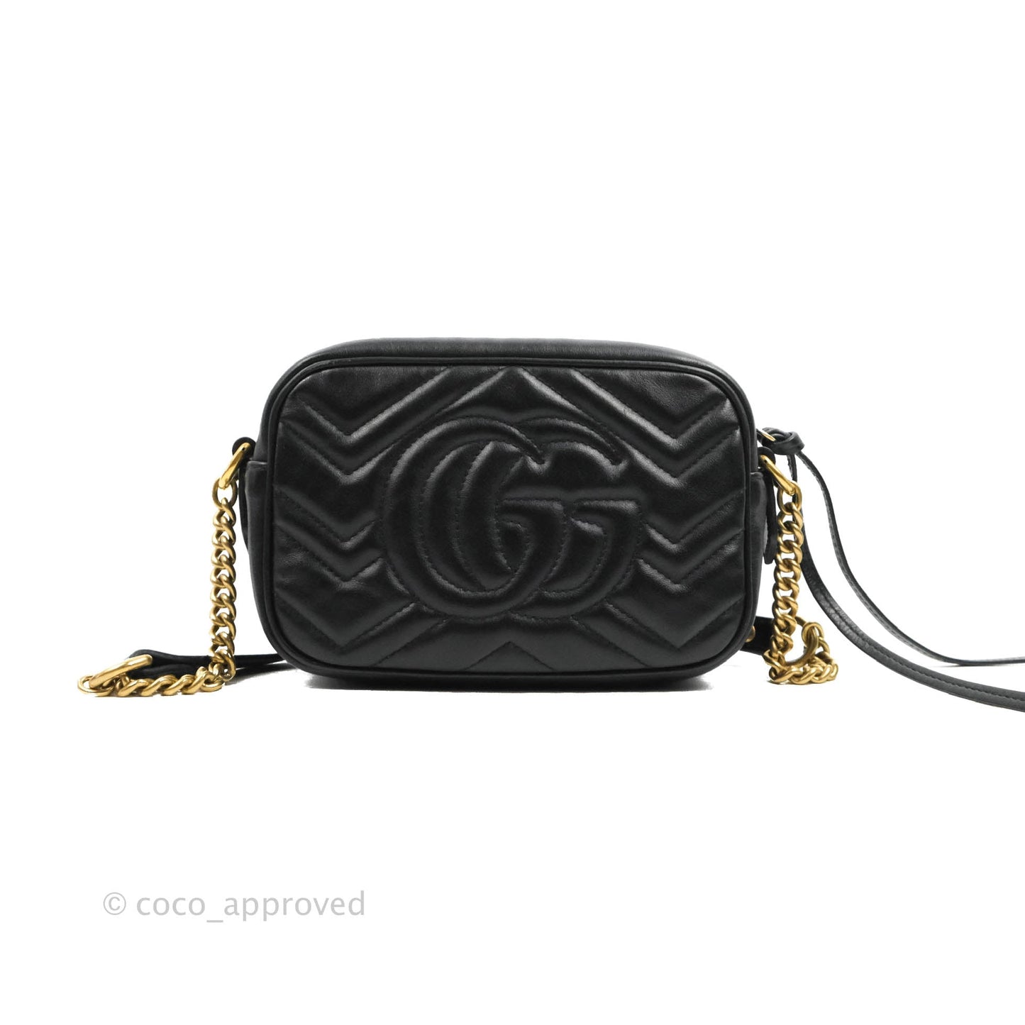 Gucci Mini Matelasse GG Marmont Camera Bag Black Calfskin Gold Hardware