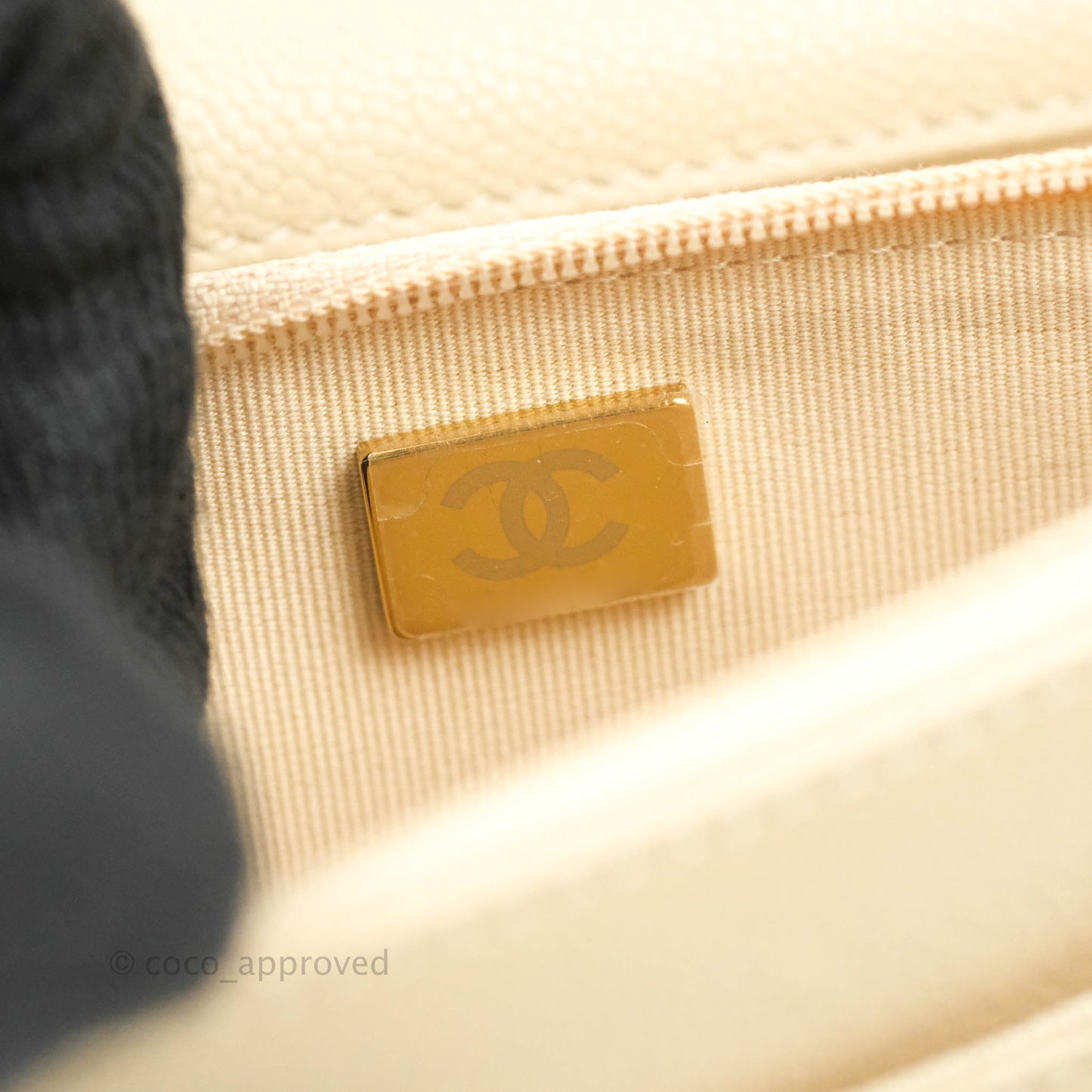 Chanel Quilted Wallet on CC Chain WOC Beige Caviar Gold Hardware