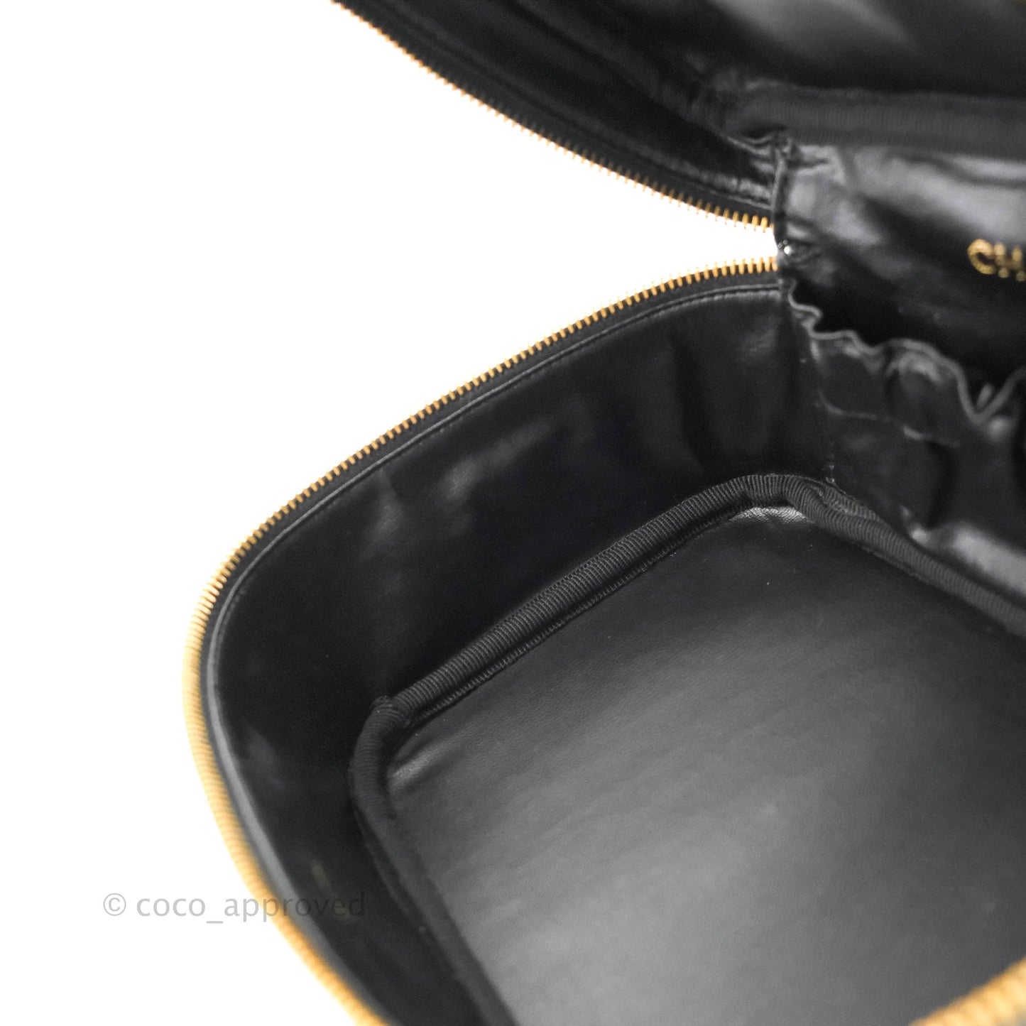 Chanel Vintage Vanity Case Black Caviar Gold Hardware