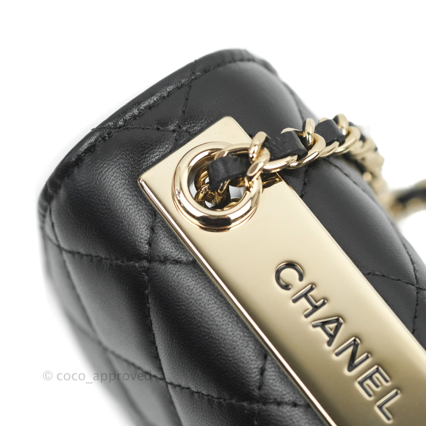 Chanel Mini Quilted Trendy CC Clutch With Chain Black Lambskin Gold Hardware