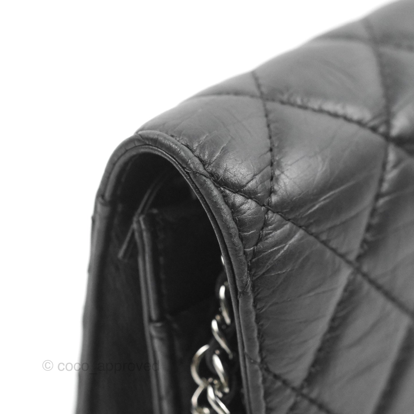 Chanel  Quilted Tassel Wallet On Chain WOC Black Aged Calfskin