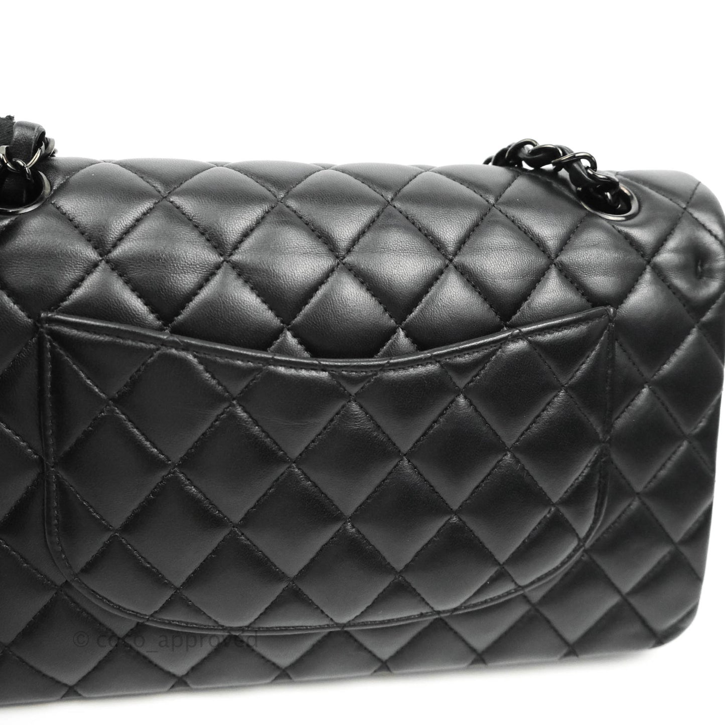 Chanel Classic Quilted M/L Medium Double Flap So Black Lambskin