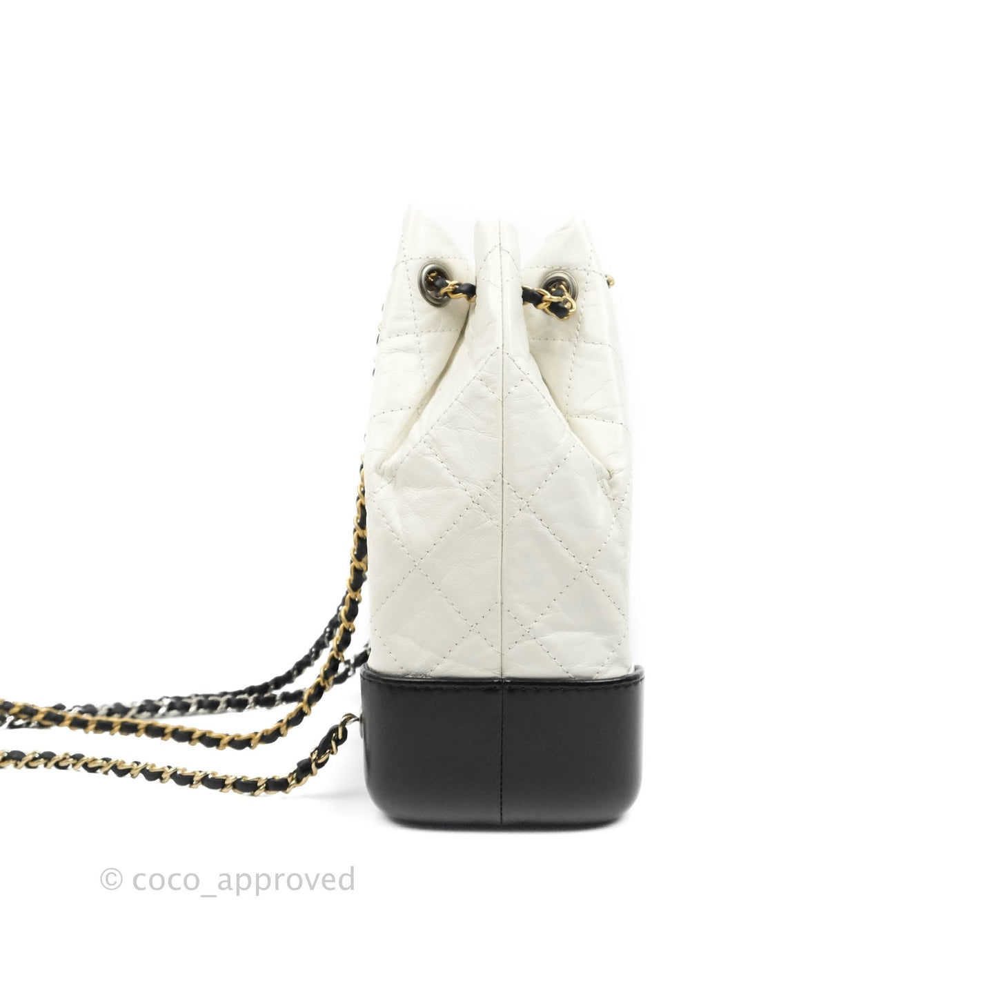 Chanel Small Gabrielle Backpack White Black Aged Calfskin