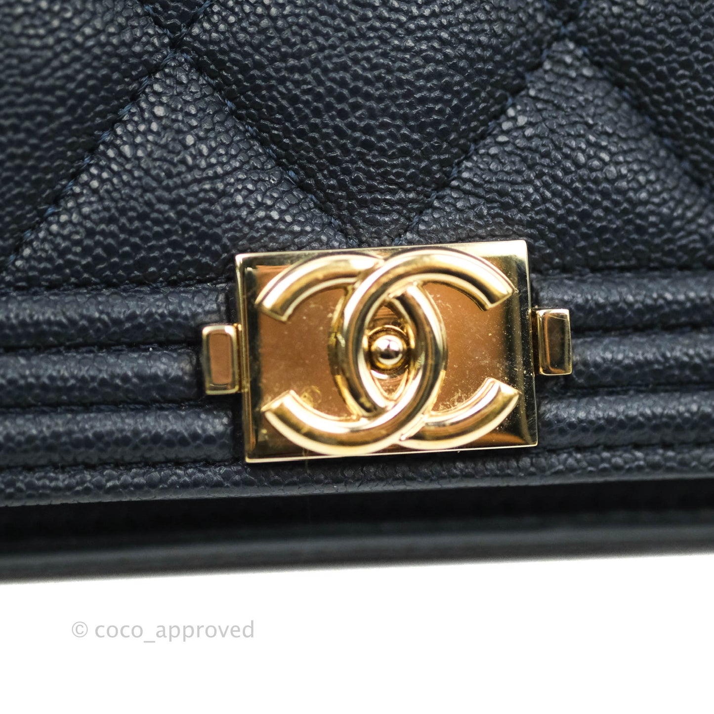Chanel Quilted Boy Wallet on Chain WOC Navy Caviar Gold Hardware