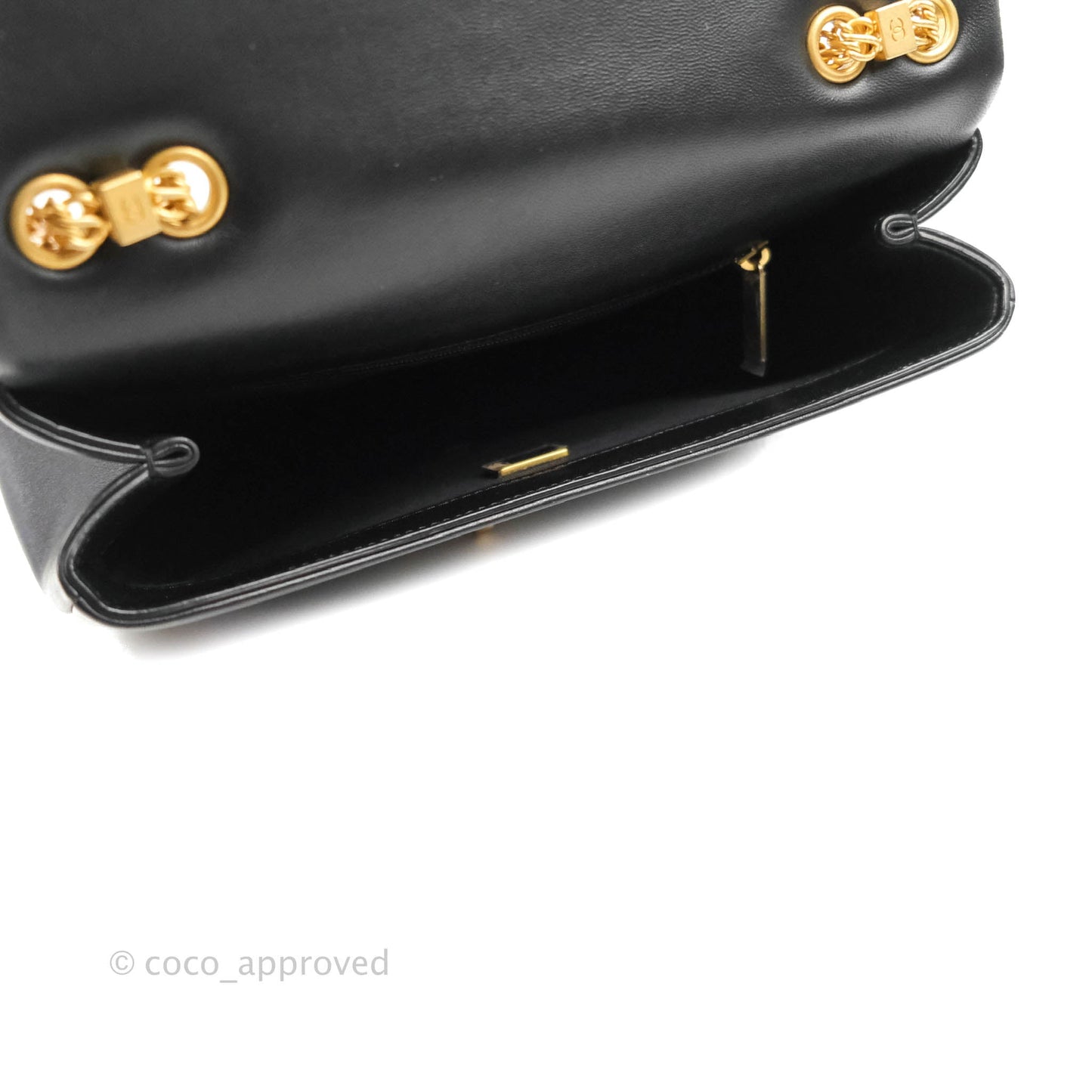 Chanel Large Flap Bag With Woven CC Logo Black Lambskin Gold Hardware 22C