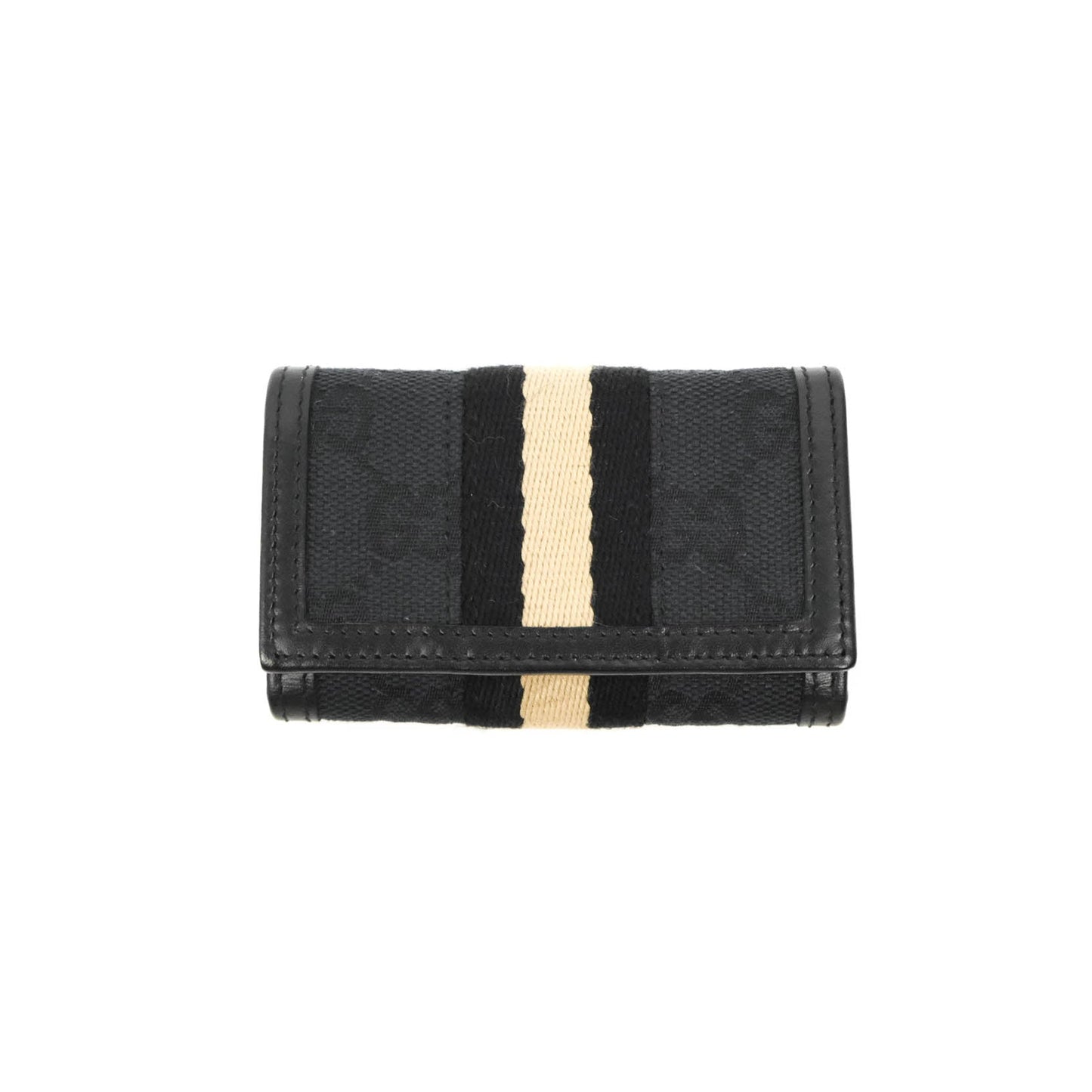 Gucci Vintage GG Web Six-Key Holder Black Canvas