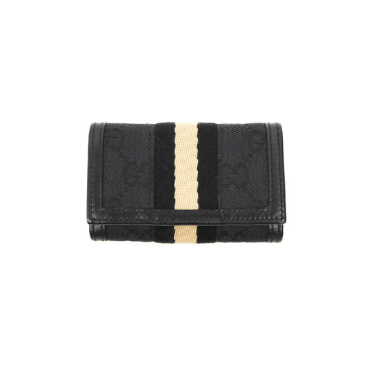 Gucci Vintage GG Web Six-Key Holder Black Canvas