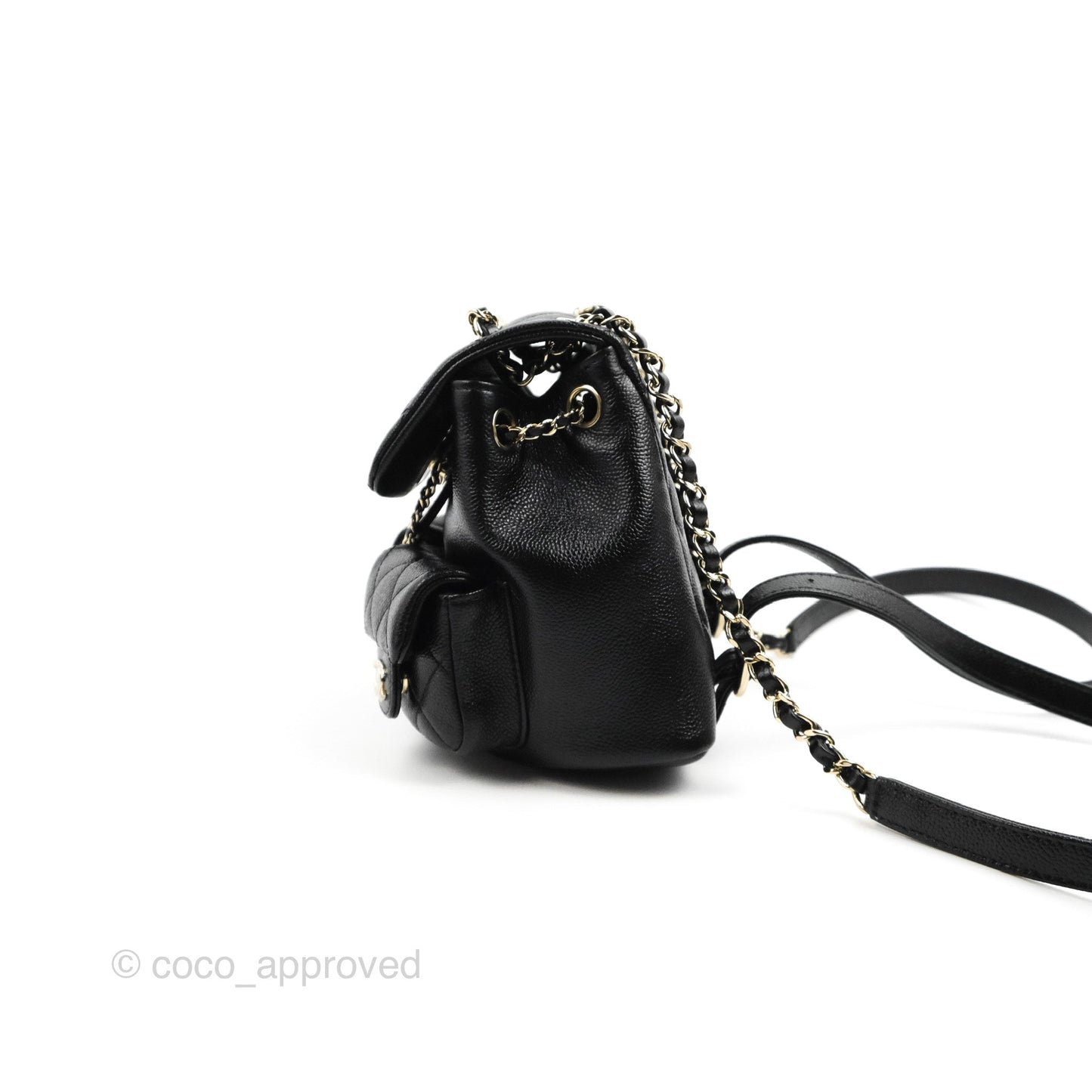 Chanel Duma Backpack Small Black Caviar Gold Hardware 23P