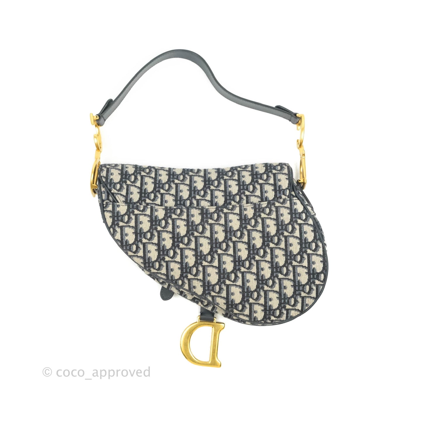Christian Dior Saddle Medium Blue Oblique Jacquard Gold Hardware