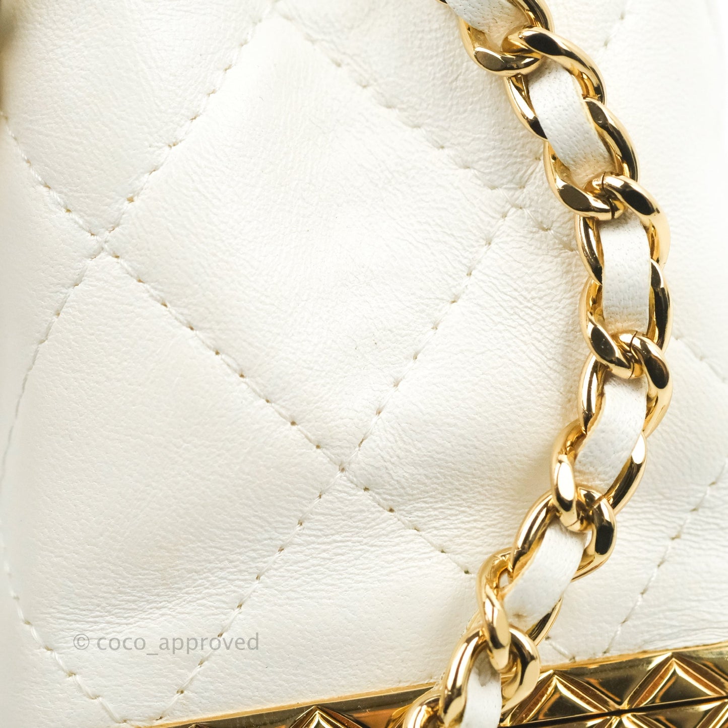 Chanel Quilted Small Drawstring Bucket Bag White Calfskin Gold Hardware